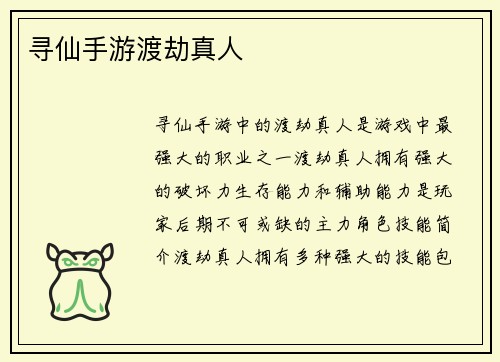 寻仙手游渡劫真人